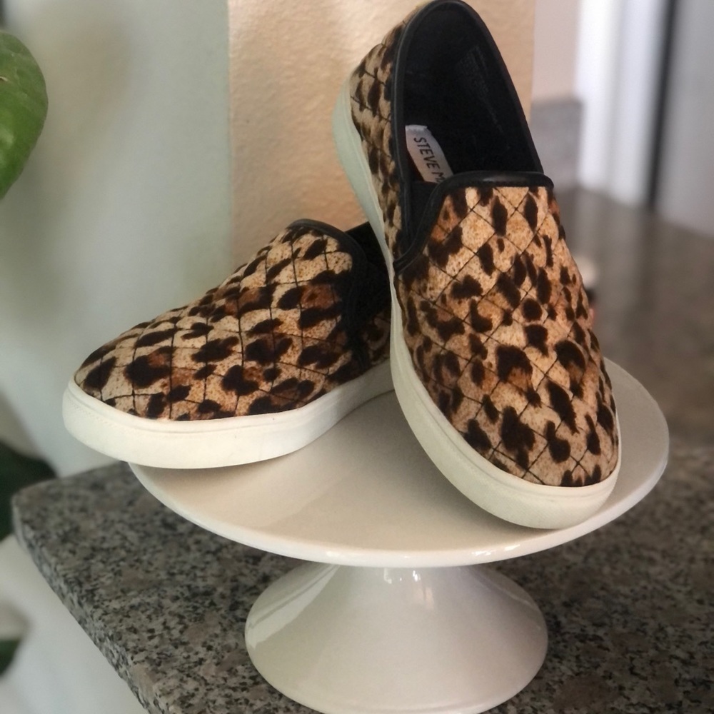 Steve Madden Leopard Canvas Slip Ons Size 3 Offers Welcome